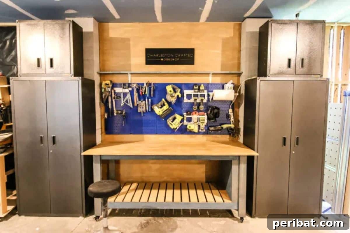 Versatile Wooden Mobile Workbench with Storage