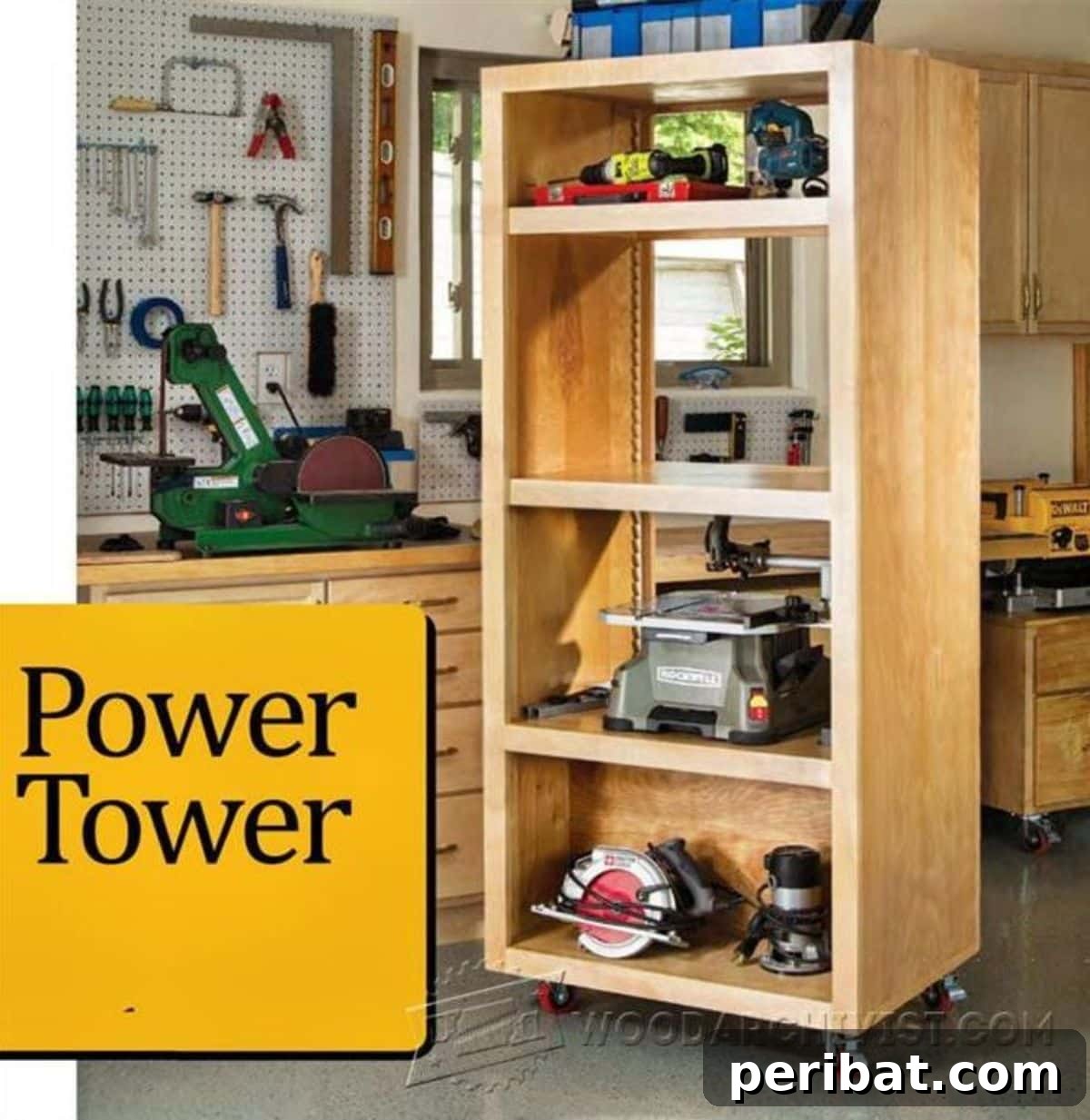 Stylish and Mobile Power Tool Storage Tower