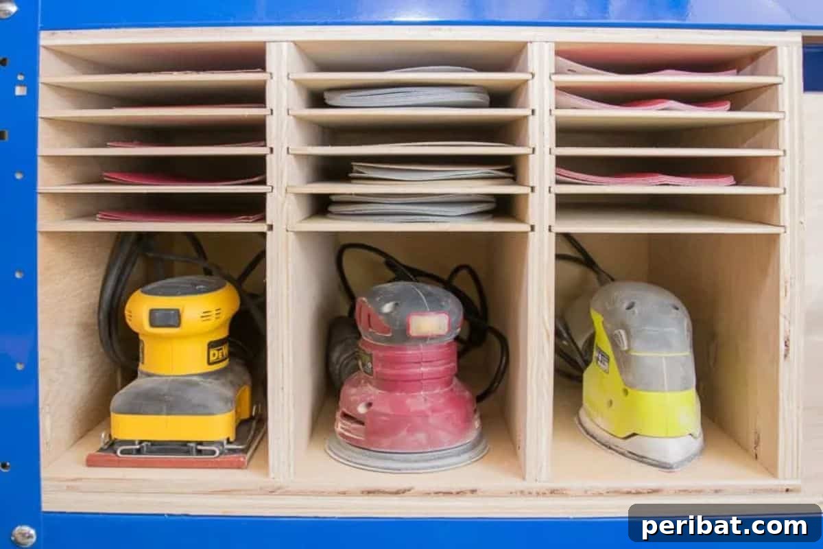 Combined Sander and Sandpaper Storage Rack