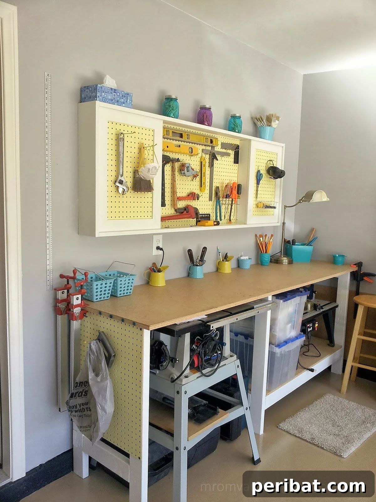 DIY Pegboard Backing Tool Cabinet for Vertical Storage