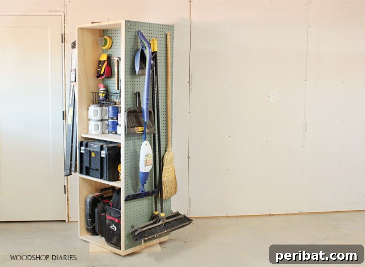 Space-Saving Garage Storage Cabinet with Lazy Susan
