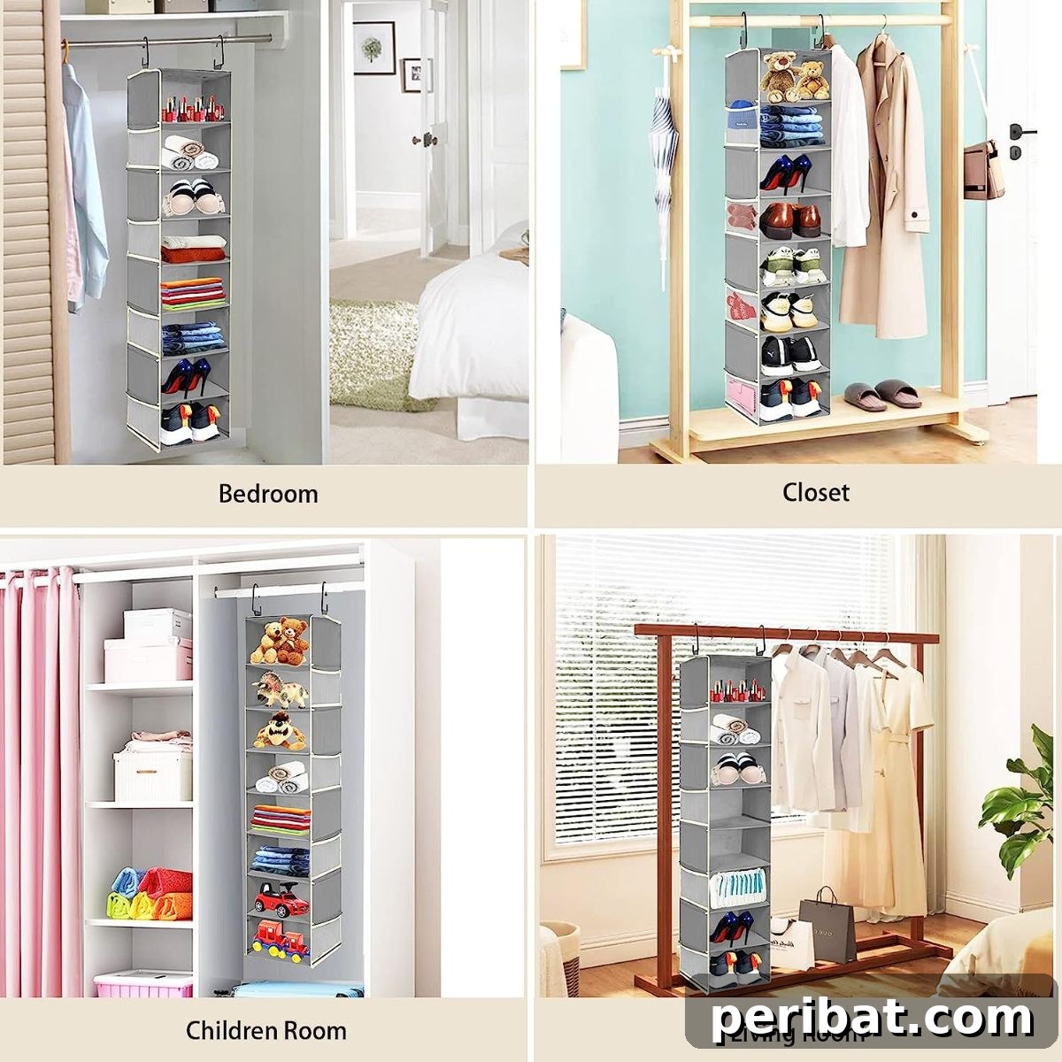 Hanging shoe organizer repurposed for craft supplies like scissors, glue, and small tools.