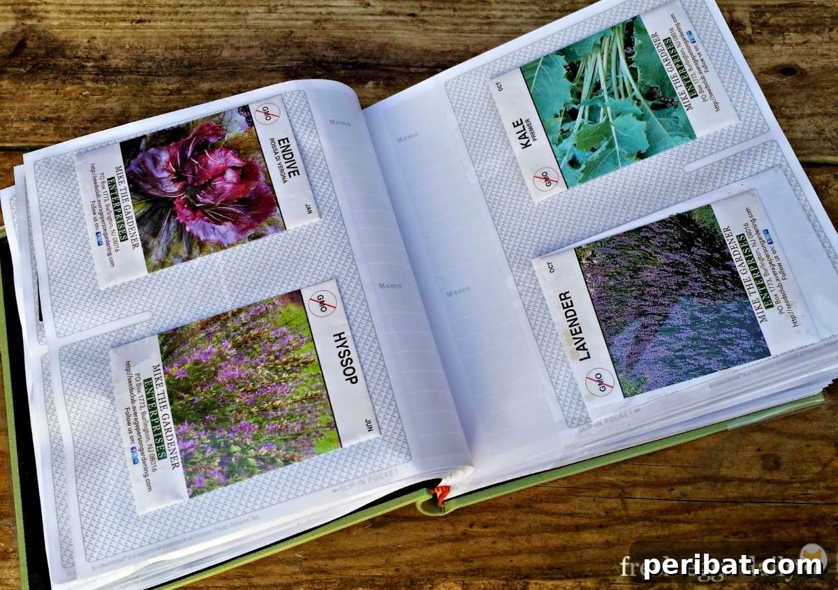Photo Album as seed storage.