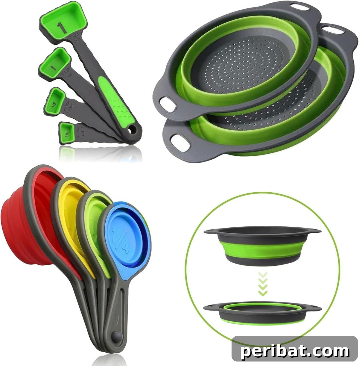 Space-Saving Stackable, Collapsible Kitchen Colander Set