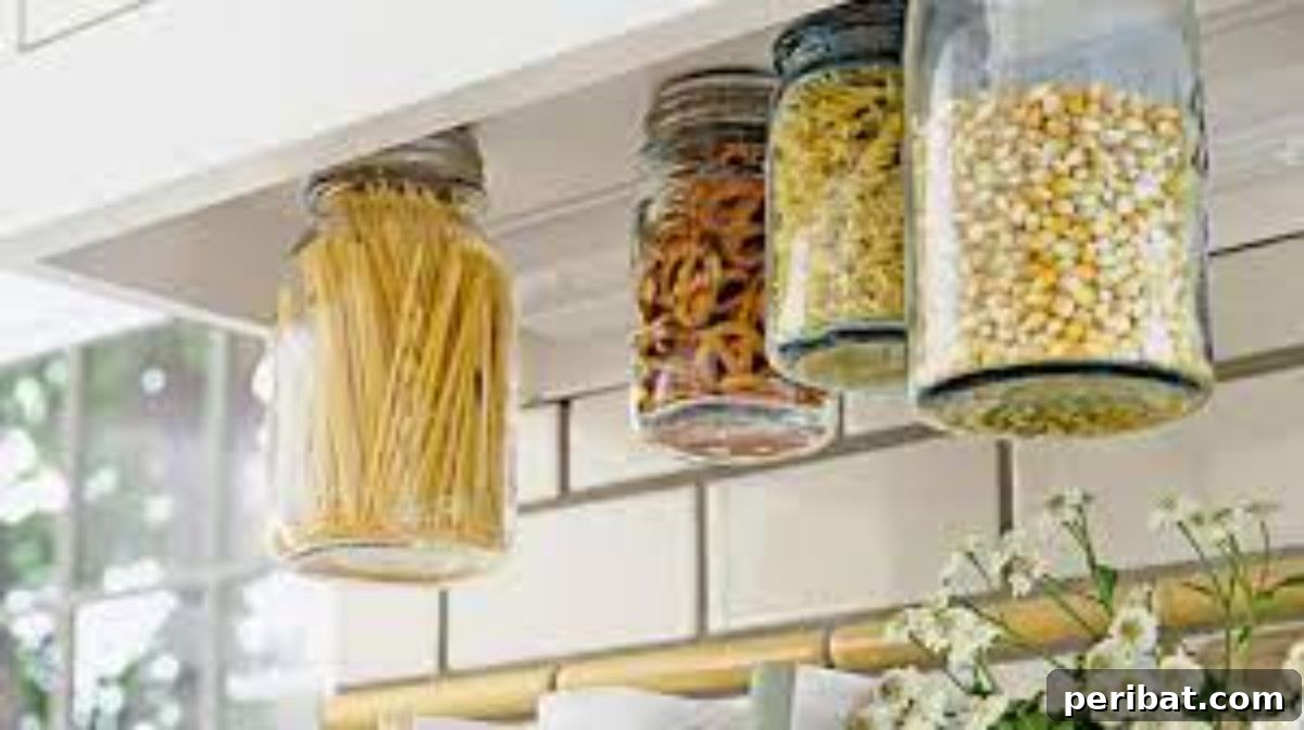 Pantry Storage with Hanging Mason Jars