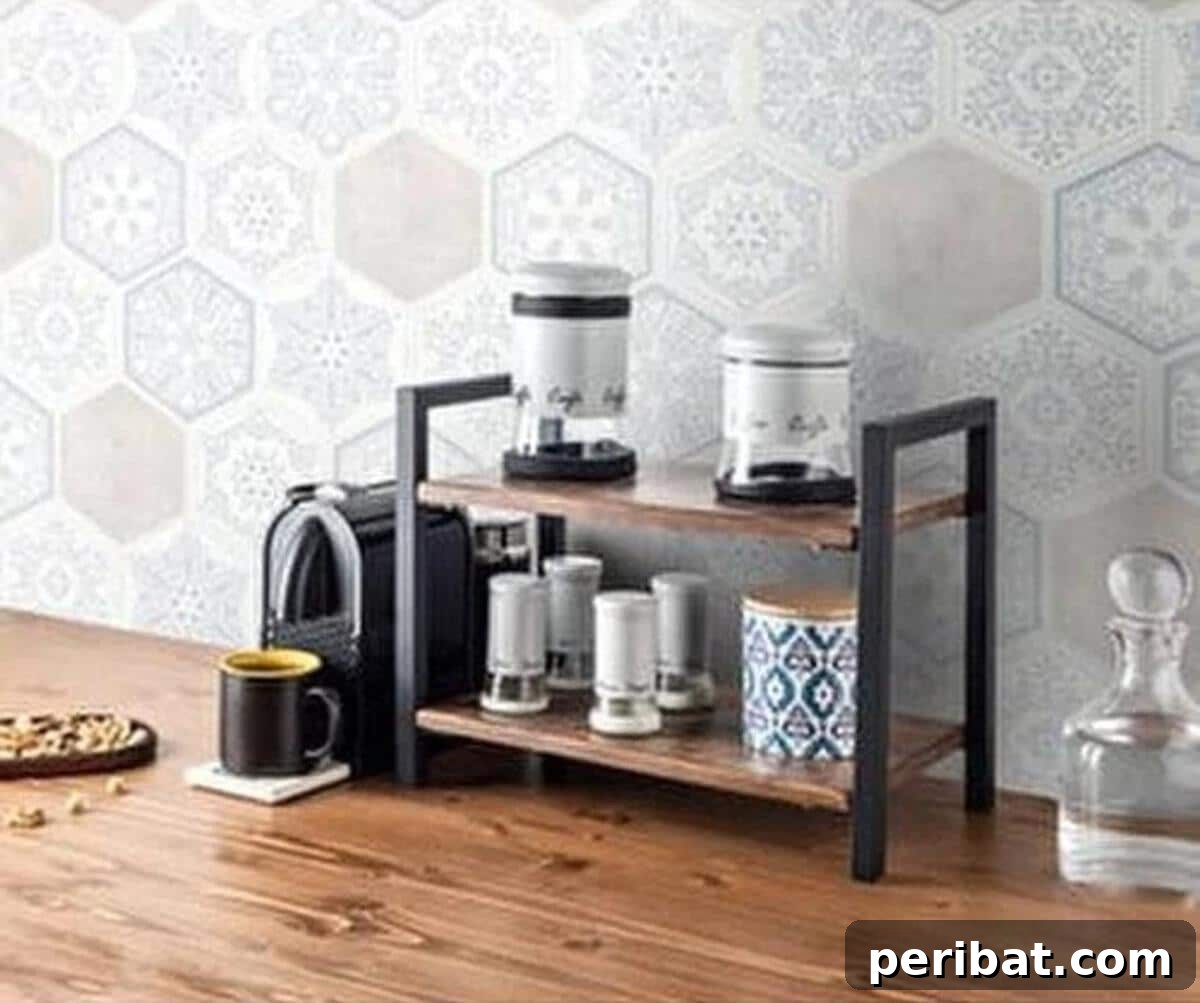43 Clever Snack Storage Ideas: DIY & Ready-Made Solutions 13 Stylish Wooden Kitchen Countertop Storage Shelf