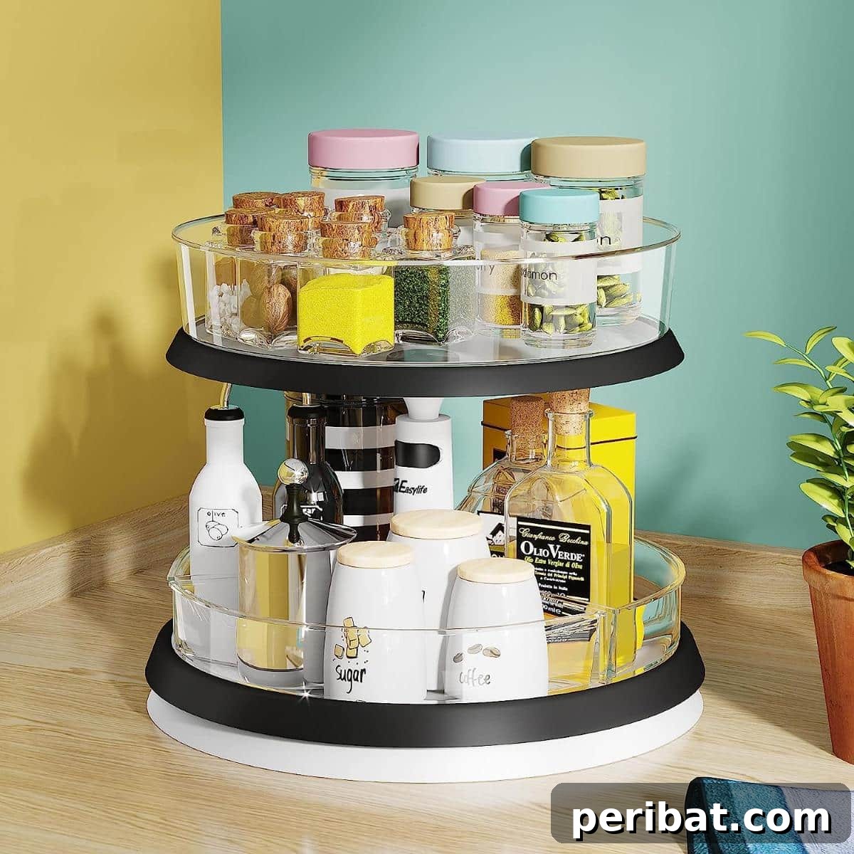 43 Clever Snack Storage Ideas: DIY & Ready-Made Solutions 37 Convenient Two-Tiered Turntable for Easy Snack Access