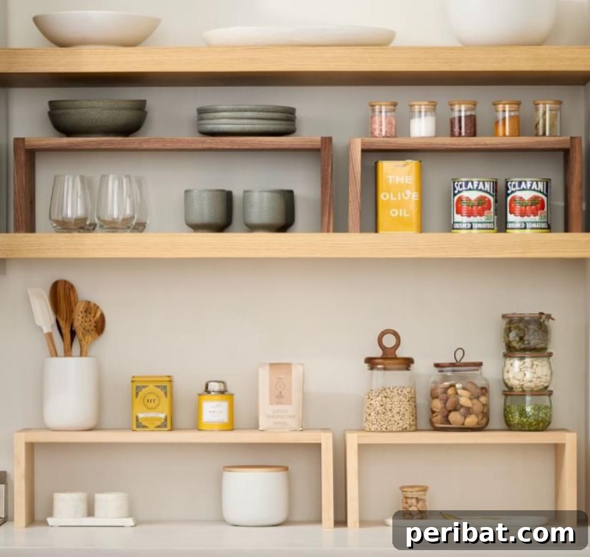 43 Clever Snack Storage Ideas: DIY & Ready-Made Solutions 42 Shelf Risers for Maximizing Cabinet Vertical Space