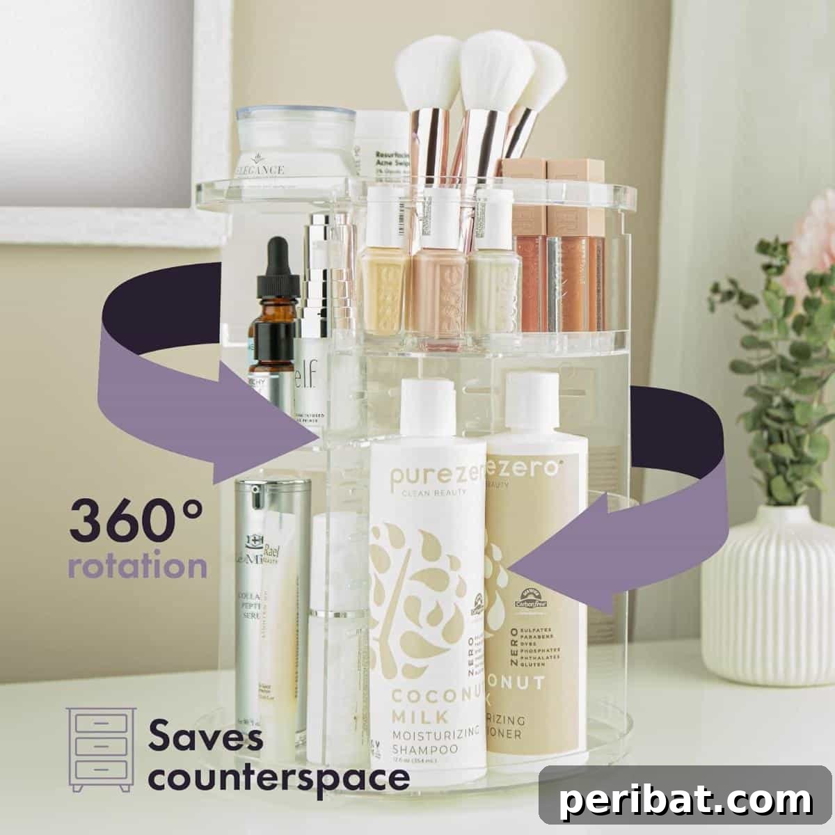 50 Smart Makeup Organization Ideas: DIY Projects & Best Products 12 Spinning Cosmetic Tower