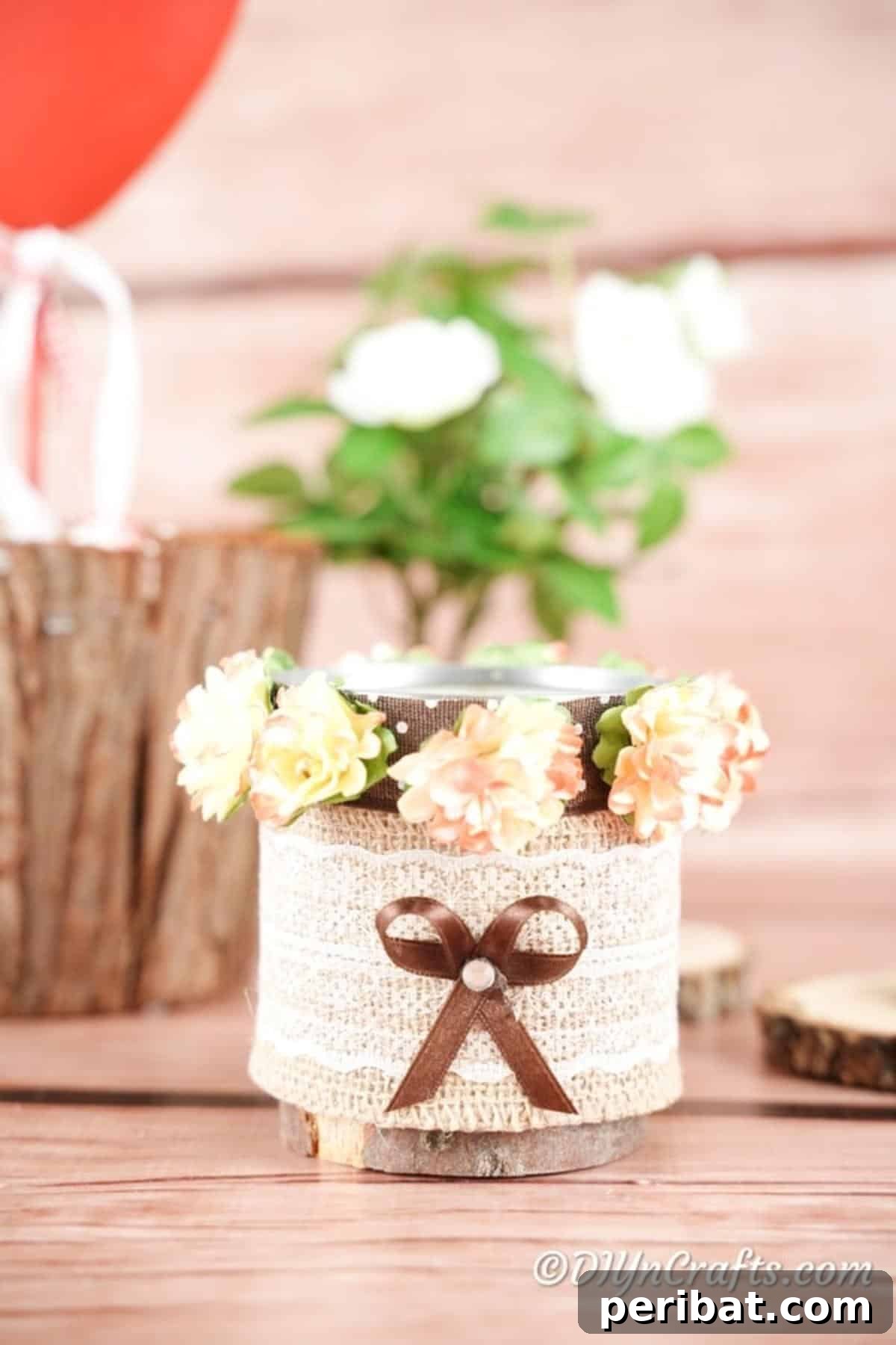 50 Smart Makeup Organization Ideas: DIY Projects & Best Products 21 Rustic Burlap Lace Wrapped Decorative Storage Can