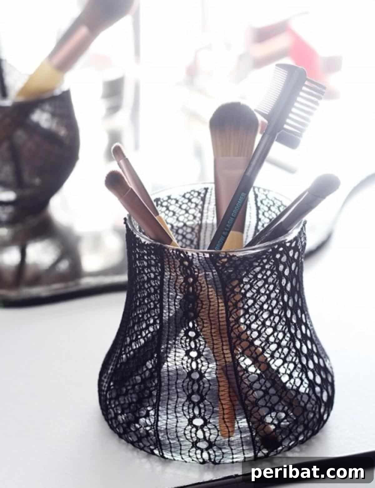 50 Smart Makeup Organization Ideas: DIY Projects & Best Products 29 Cute Lace Brush Holder