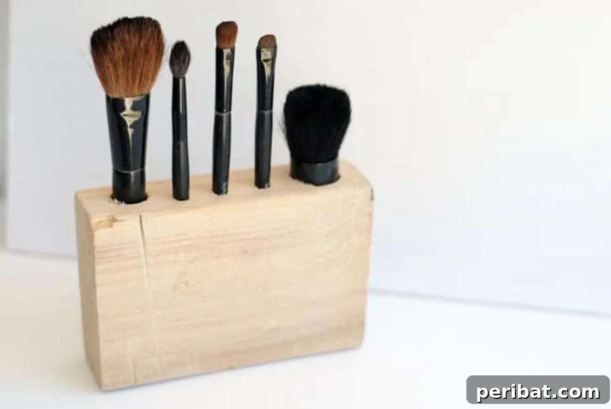 50 Smart Makeup Organization Ideas: DIY Projects & Best Products 30 DIY Wood Block Brush Holder