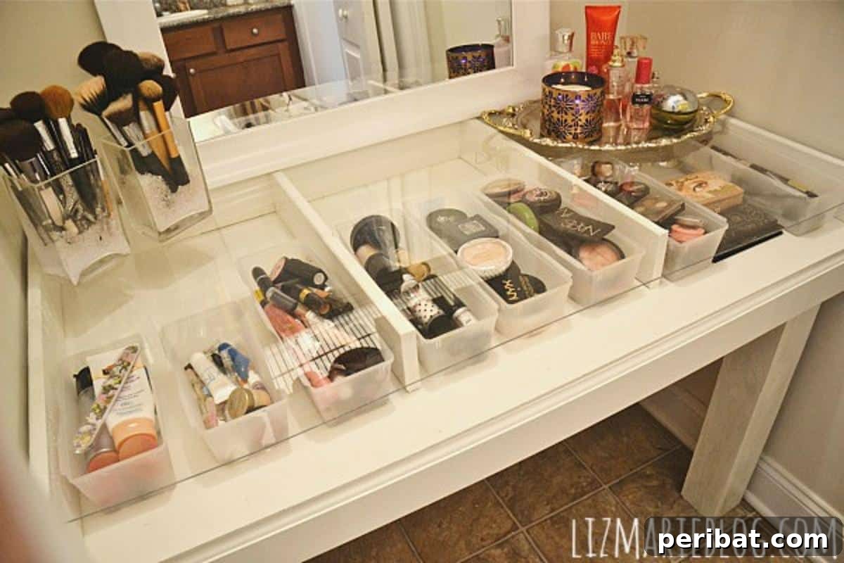 50 Smart Makeup Organization Ideas: DIY Projects & Best Products 9 DIY Glass Top Vanity