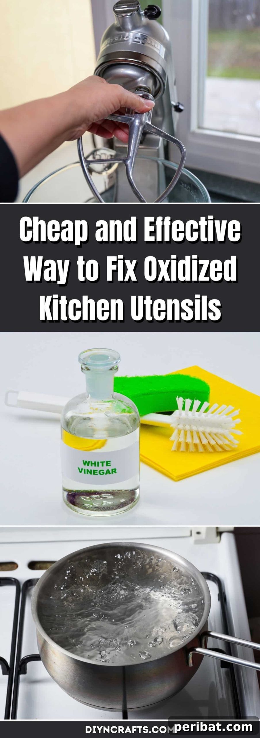 Cheap and Effective Way to Fix Oxidized Kitchen Utensils pinterest image