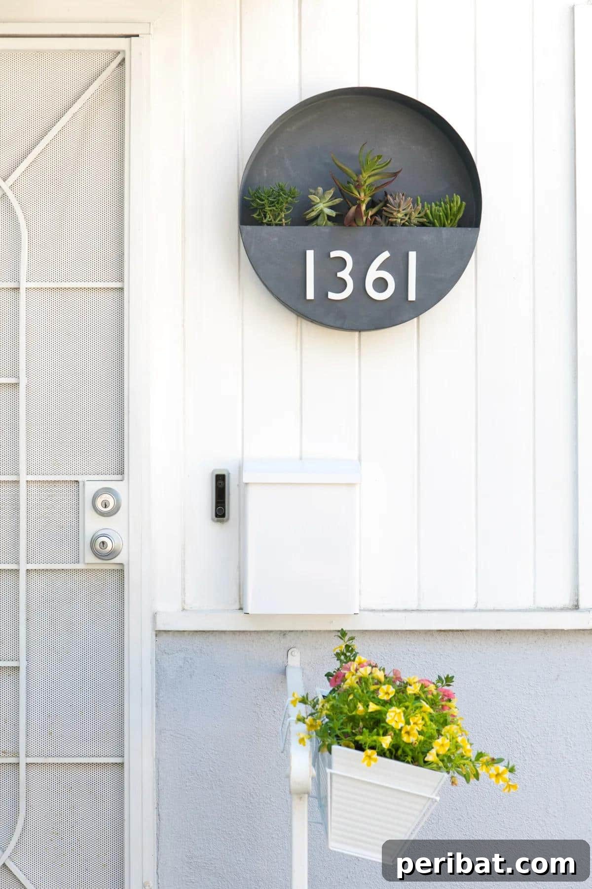 50 Plant Display Ideas: DIY Projects and Product Picks 36 Stylish house number planter adding a unique touch to home exterior