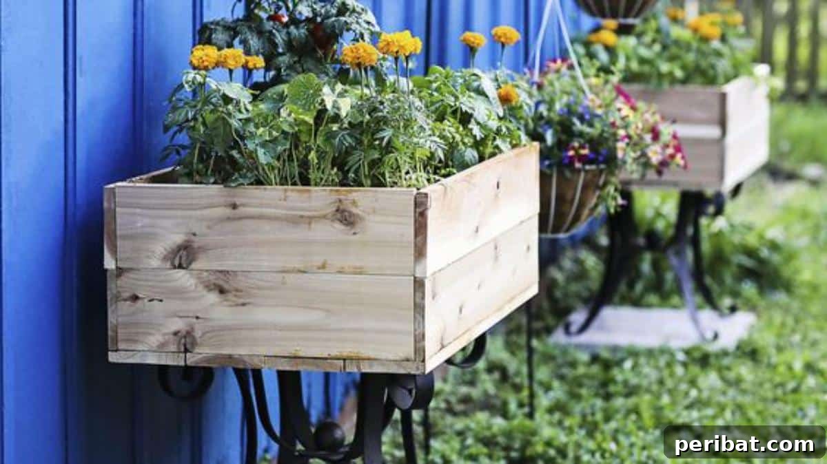 50 Plant Display Ideas: DIY Projects and Product Picks 46 Rustic old table repurposed into a raised garden planter