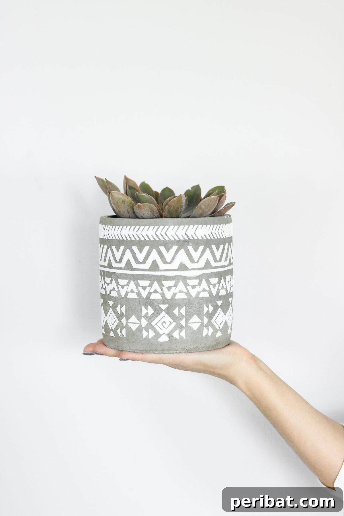 50 Plant Display Ideas: DIY Projects and Product Picks 51 Beautiful stenciled planter with a decorative pattern