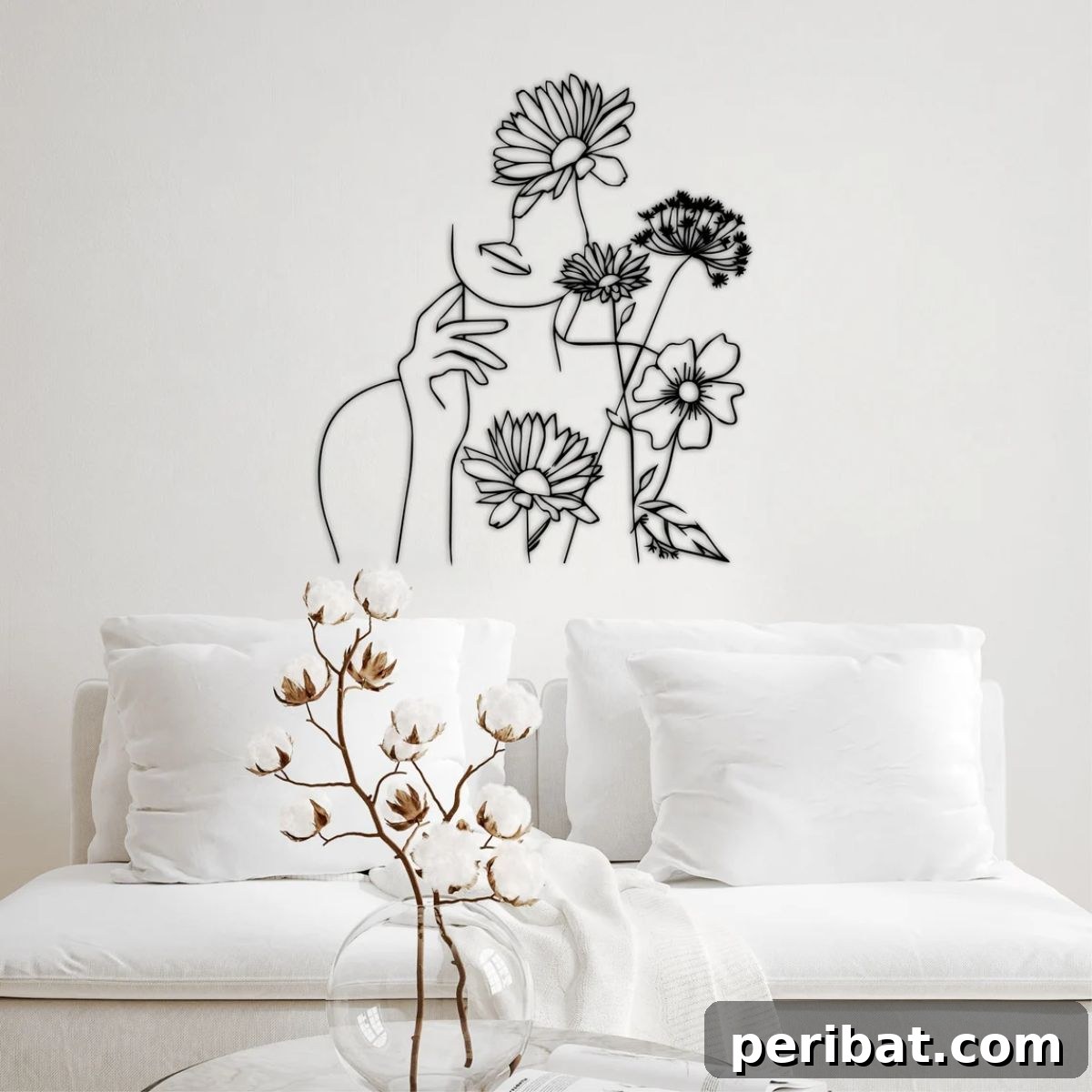 Simplify Your Space: 50 Minimalist Room Decor DIYs & Picks 39 Flower Woman Metal Wall Decor