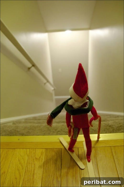 60 Whimsical Elf on the Shelf Display Ideas 22 Skiing Elf