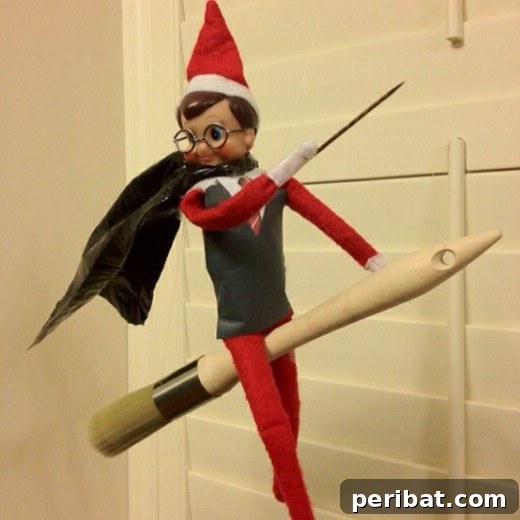 60 Whimsical Elf on the Shelf Display Ideas 36 Elf on the Shelf and the Sorcerer’s Stone