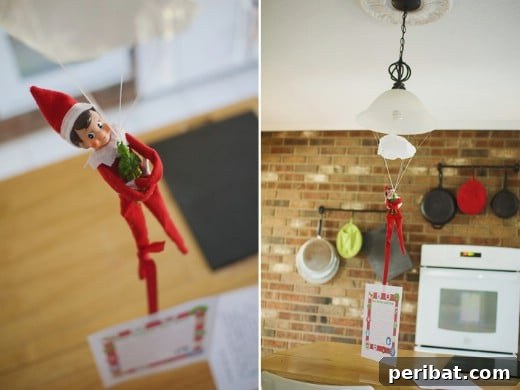 60 Whimsical Elf on the Shelf Display Ideas 40 Parachuting Elf