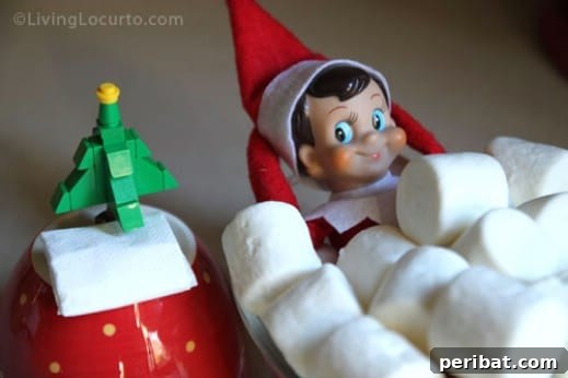 60 Whimsical Elf on the Shelf Display Ideas 6 Marshmallow Bath
