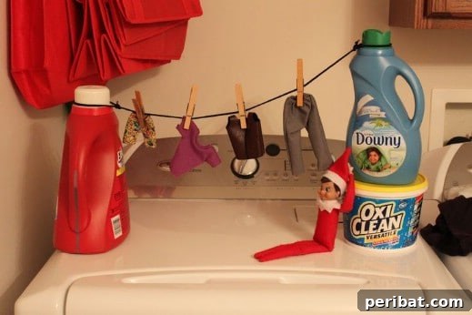 60 Whimsical Elf on the Shelf Display Ideas 55 Doing His Laundry?