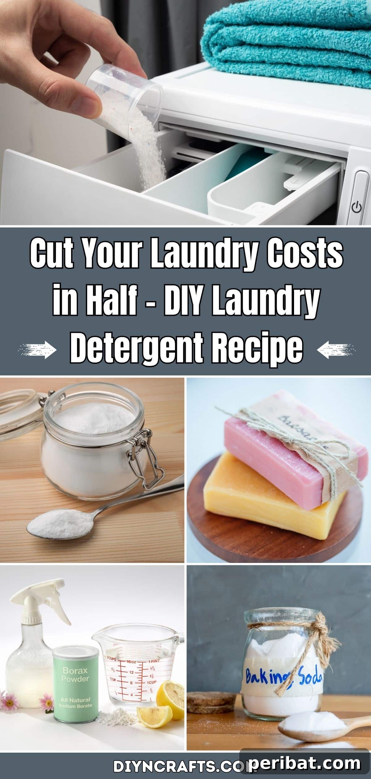 Slash Your Laundry Bill by Half with This Homemade Detergent 2 Cut Your Laundry Costs in Half – DIY Laundry Detergent Recipe pinterest image