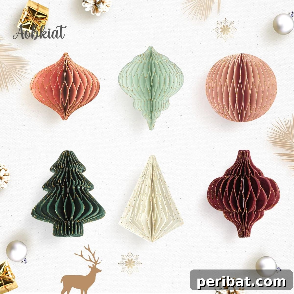 Papercrafted Christmas: A Treasury of DIY Decor Ideas 11 Mini Glitter Edge Paper Honeycomb Ornaments