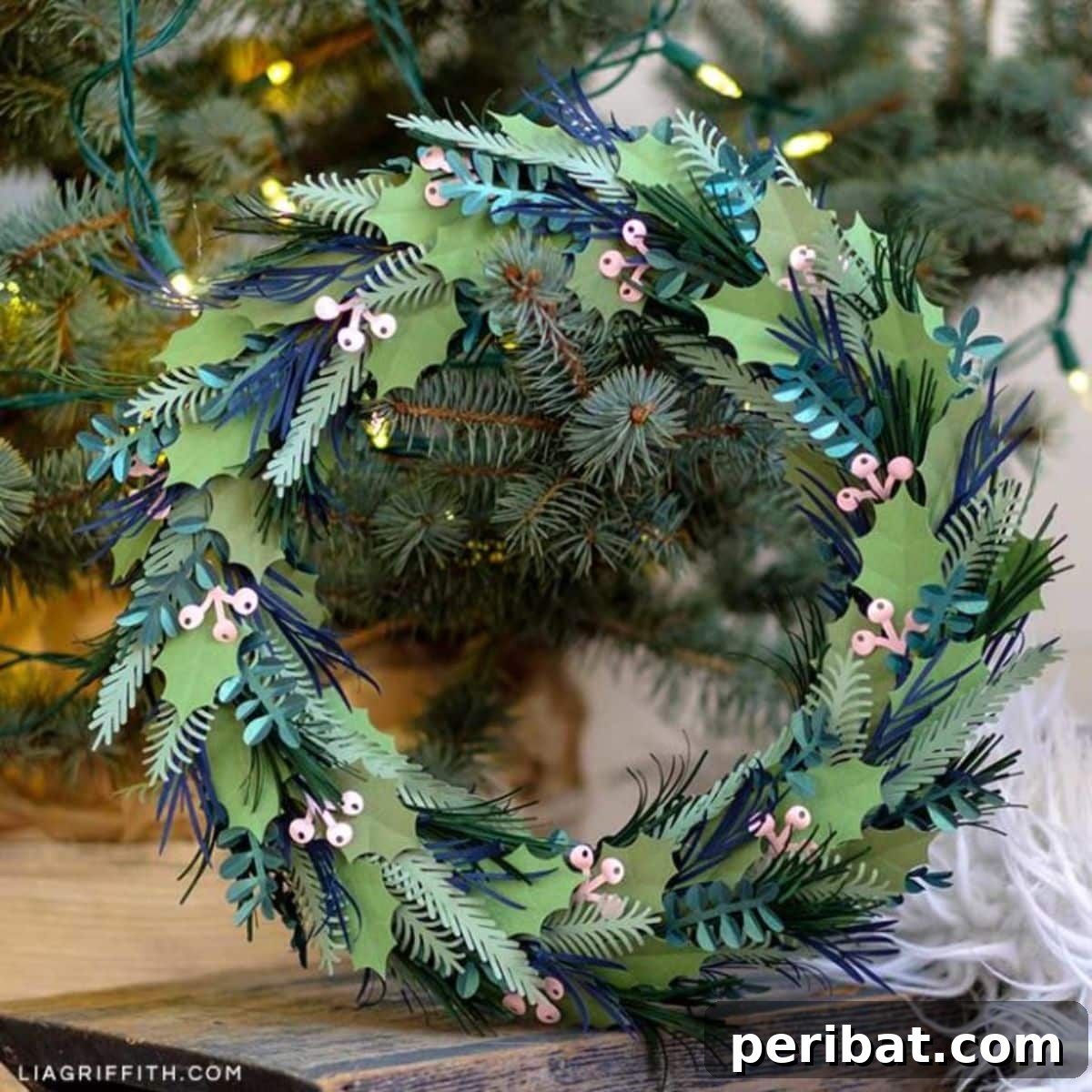 Papercrafted Christmas: A Treasury of DIY Decor Ideas 26 Winter Greens and Pink Berry Wreath