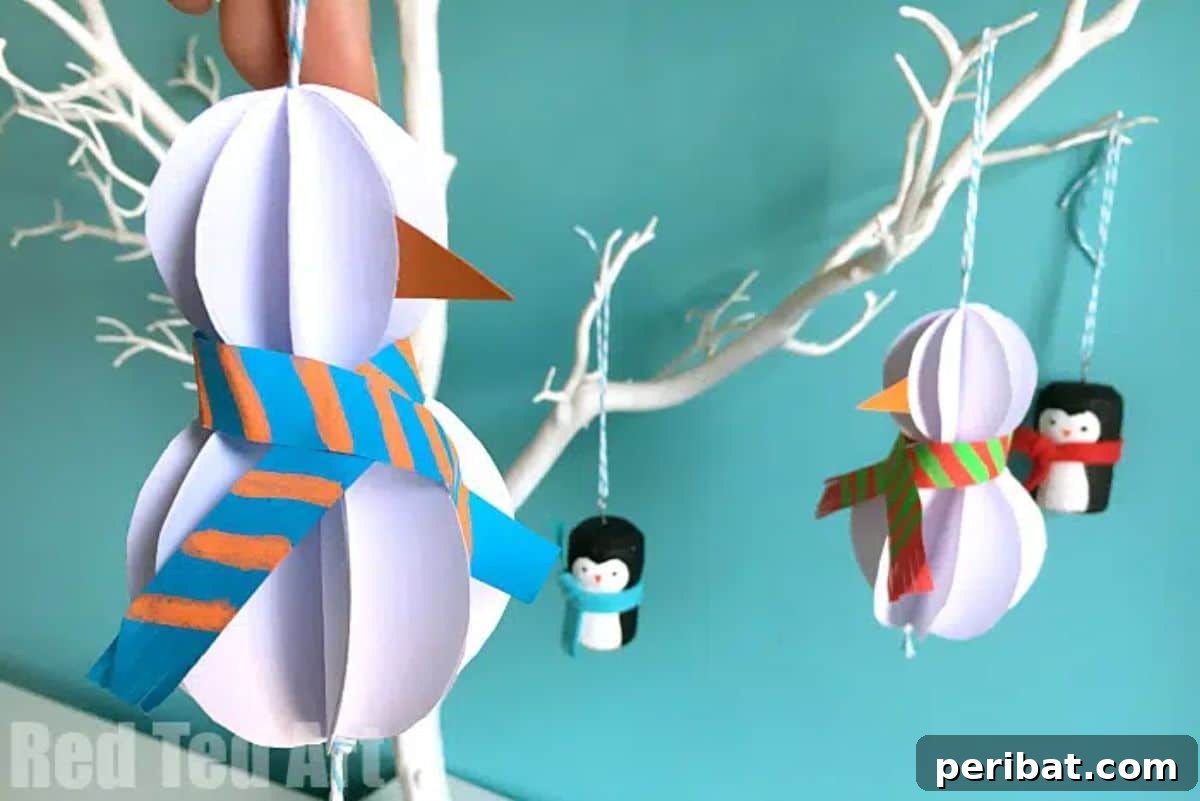 Papercrafted Christmas: A Treasury of DIY Decor Ideas 6 Easy 3D Paper Snowman Ornament For Christmas