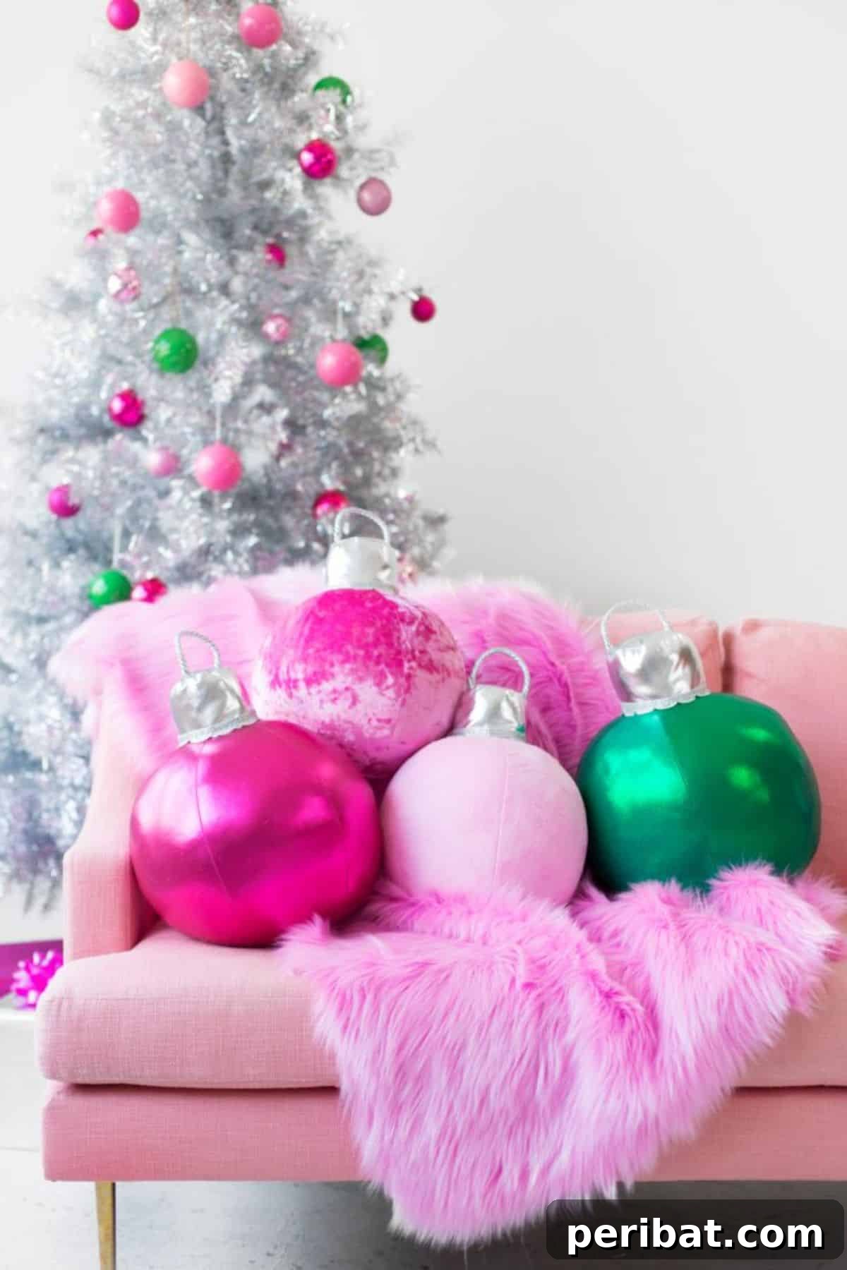 DIY Giant Christmas Ornament Pillows for Cozy Decor