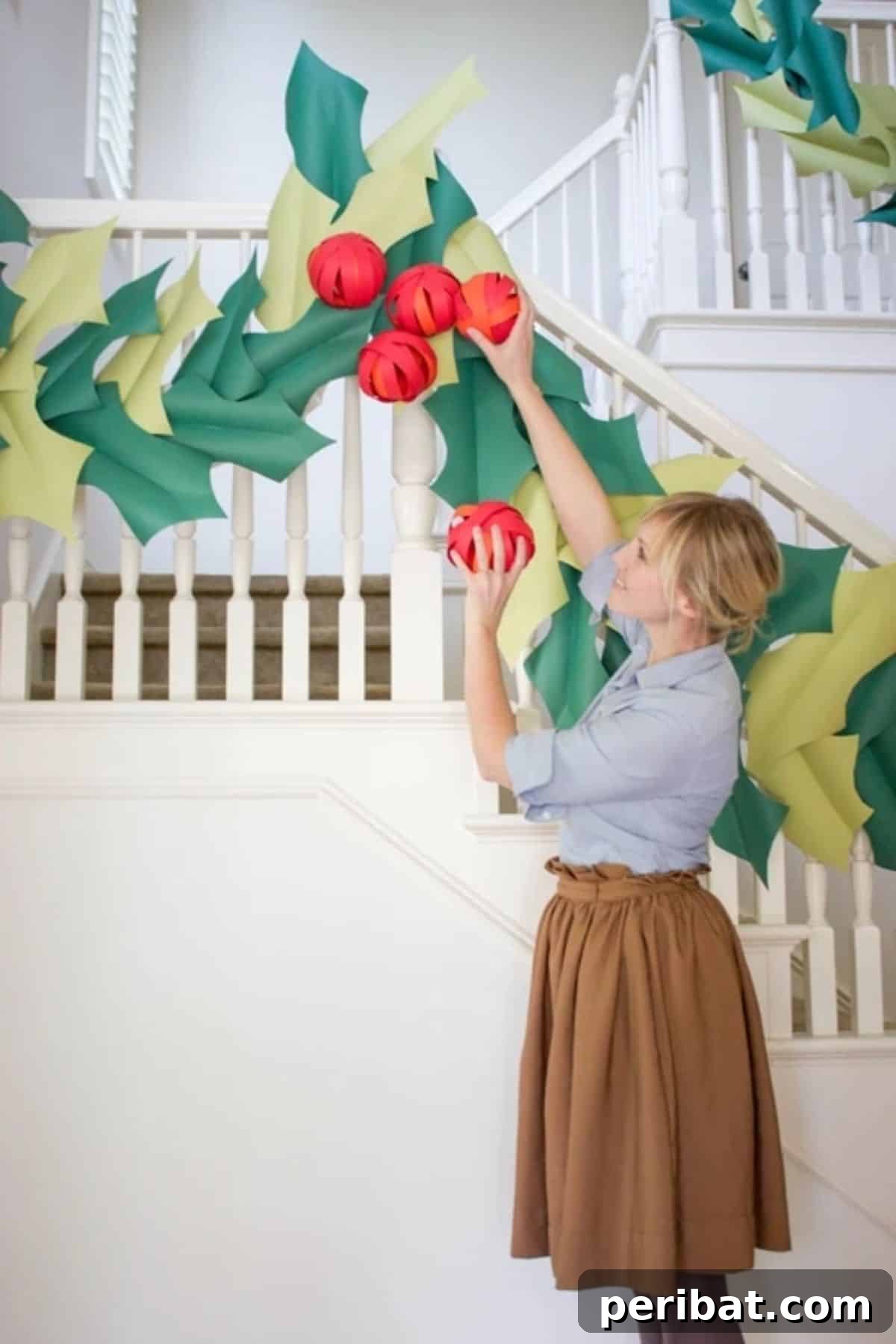 Oversized Holly and Berry Garland Decor for Traditional Christmas