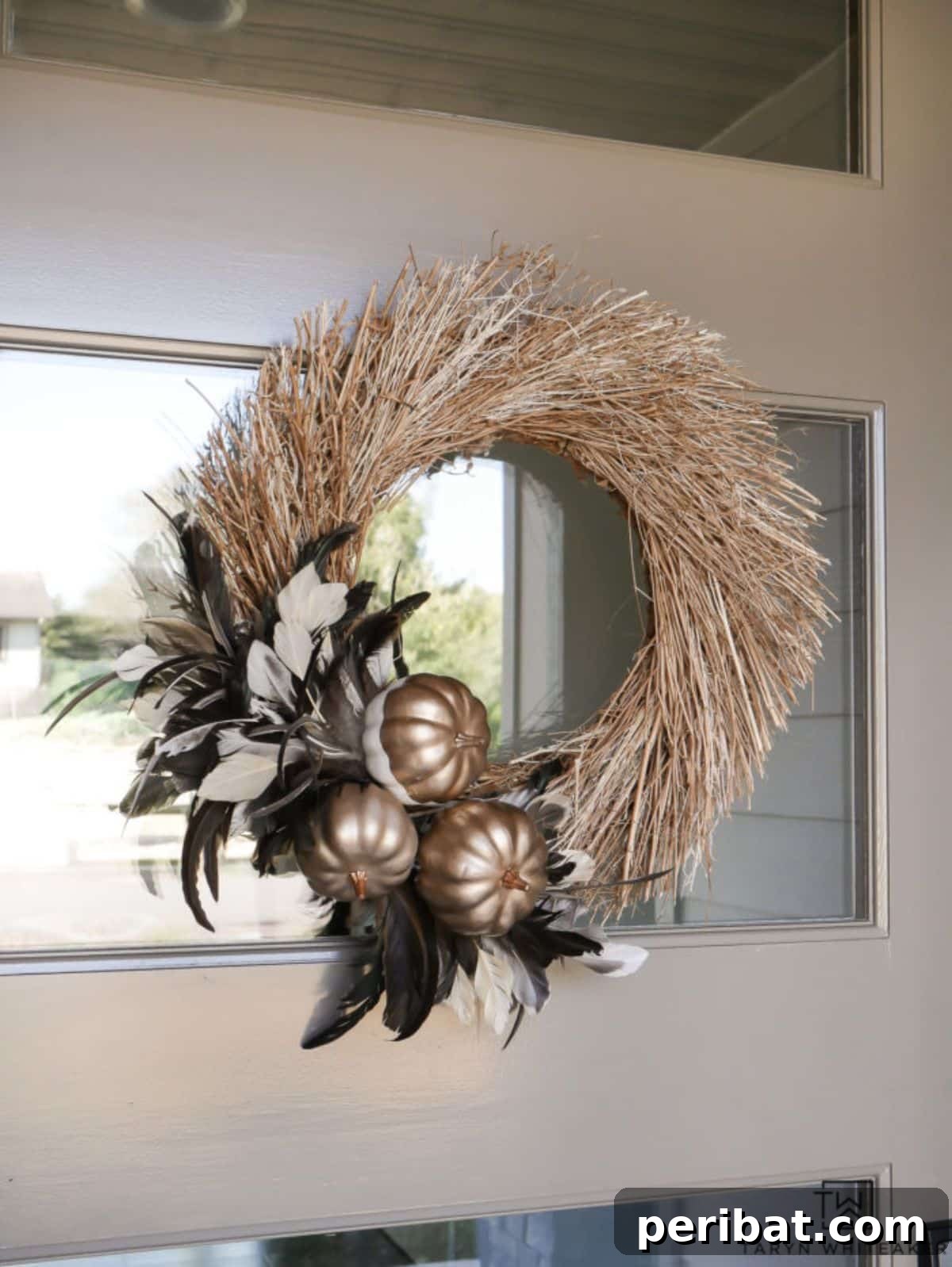 Feather & Pumpkin Wreath