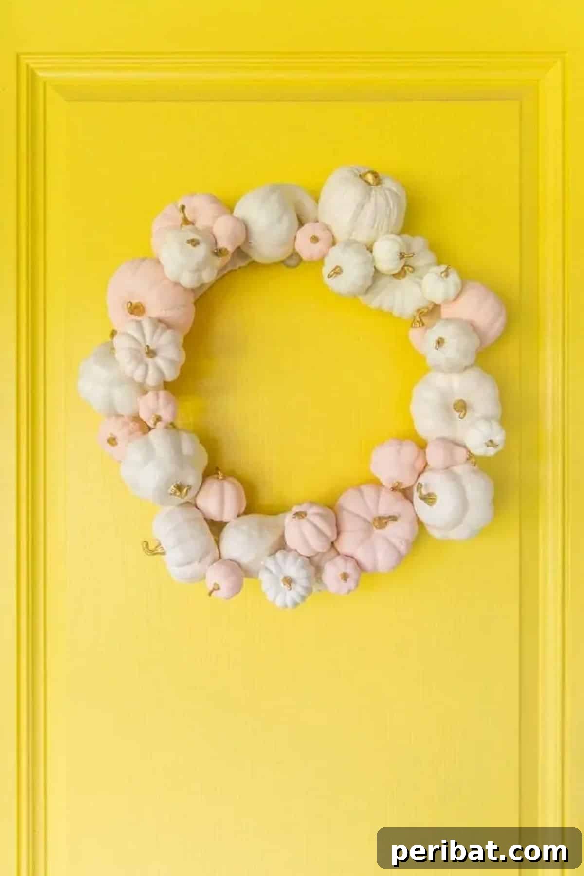 Neutral Pink Pumpkins Door Wreath