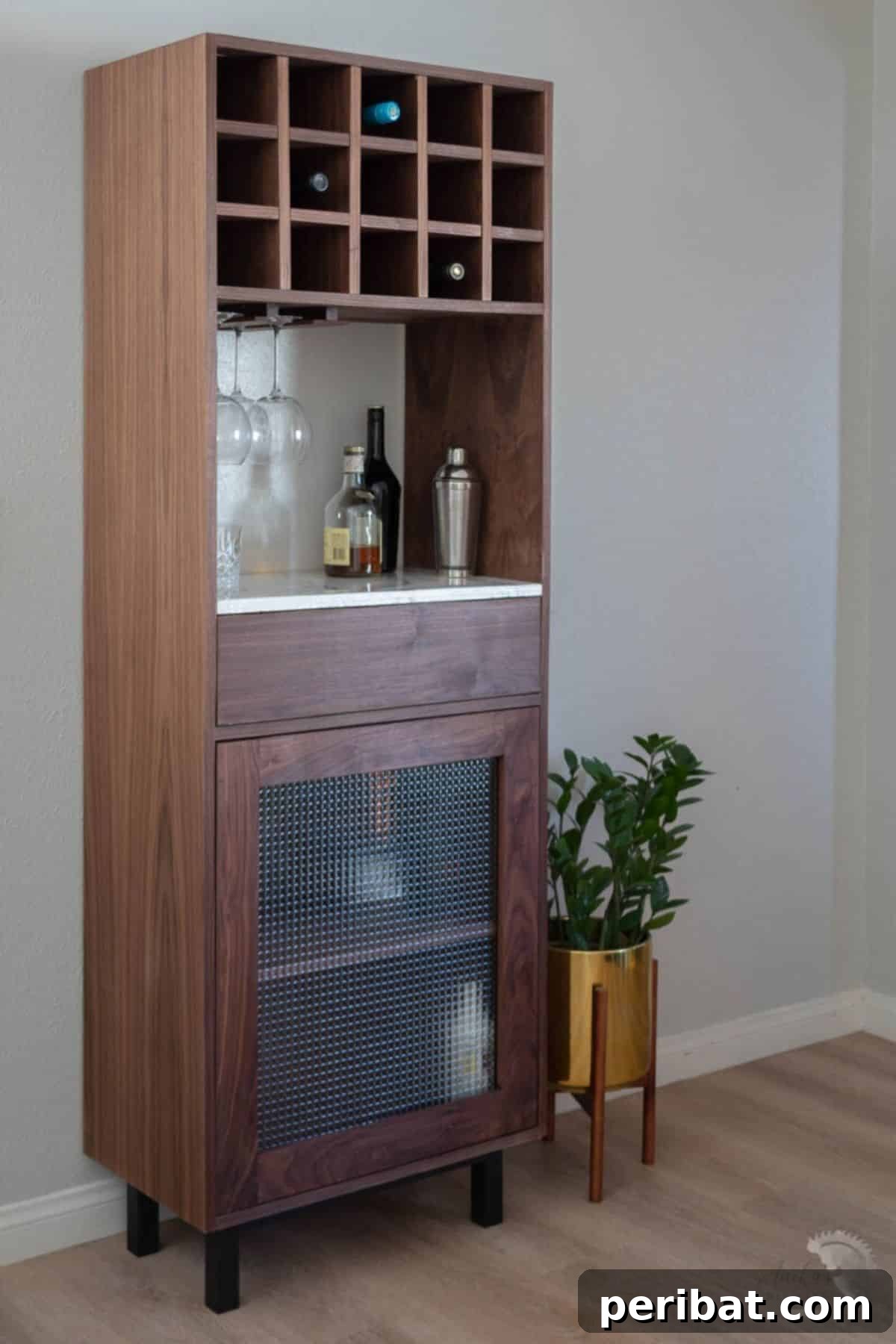DIY Tall Bar Cabinet with Storage