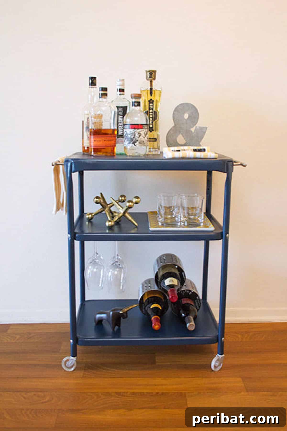 Repurpose an Old Office Cart Into a DIY Rolling Bar Cart