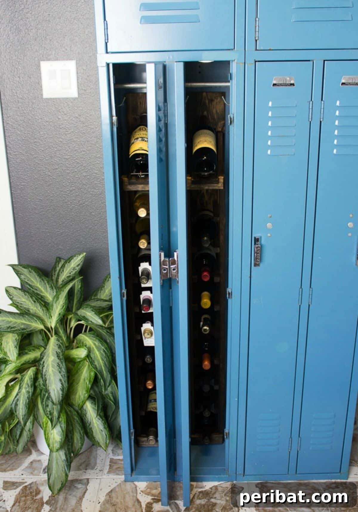 45 Clever DIY Wine Rack Solutions 22 Gym Locker Turned DIY Wine Locker
