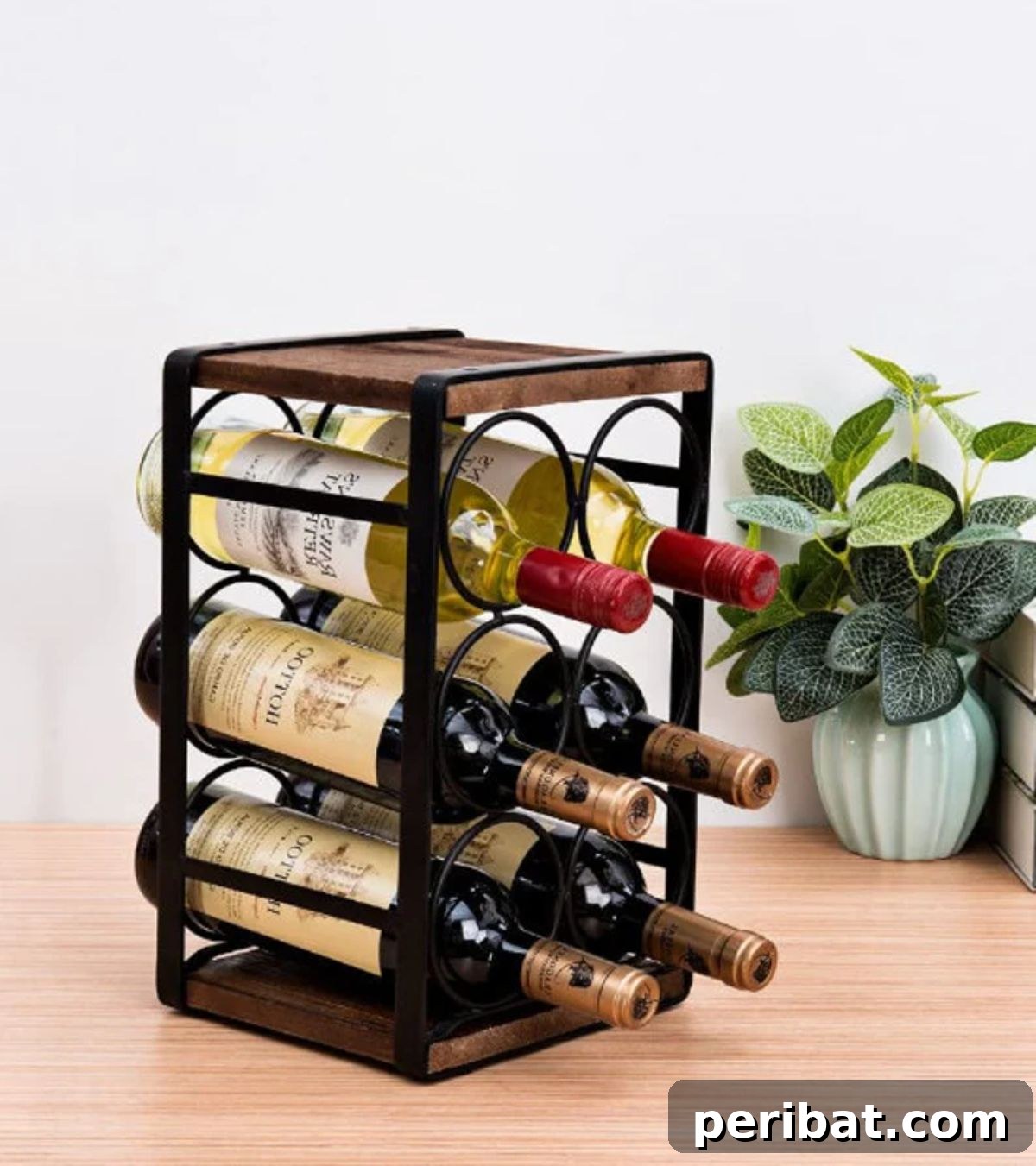 45 Clever DIY Wine Rack Solutions 4 Wood Countertop Wine Rack Kitchen Organizer