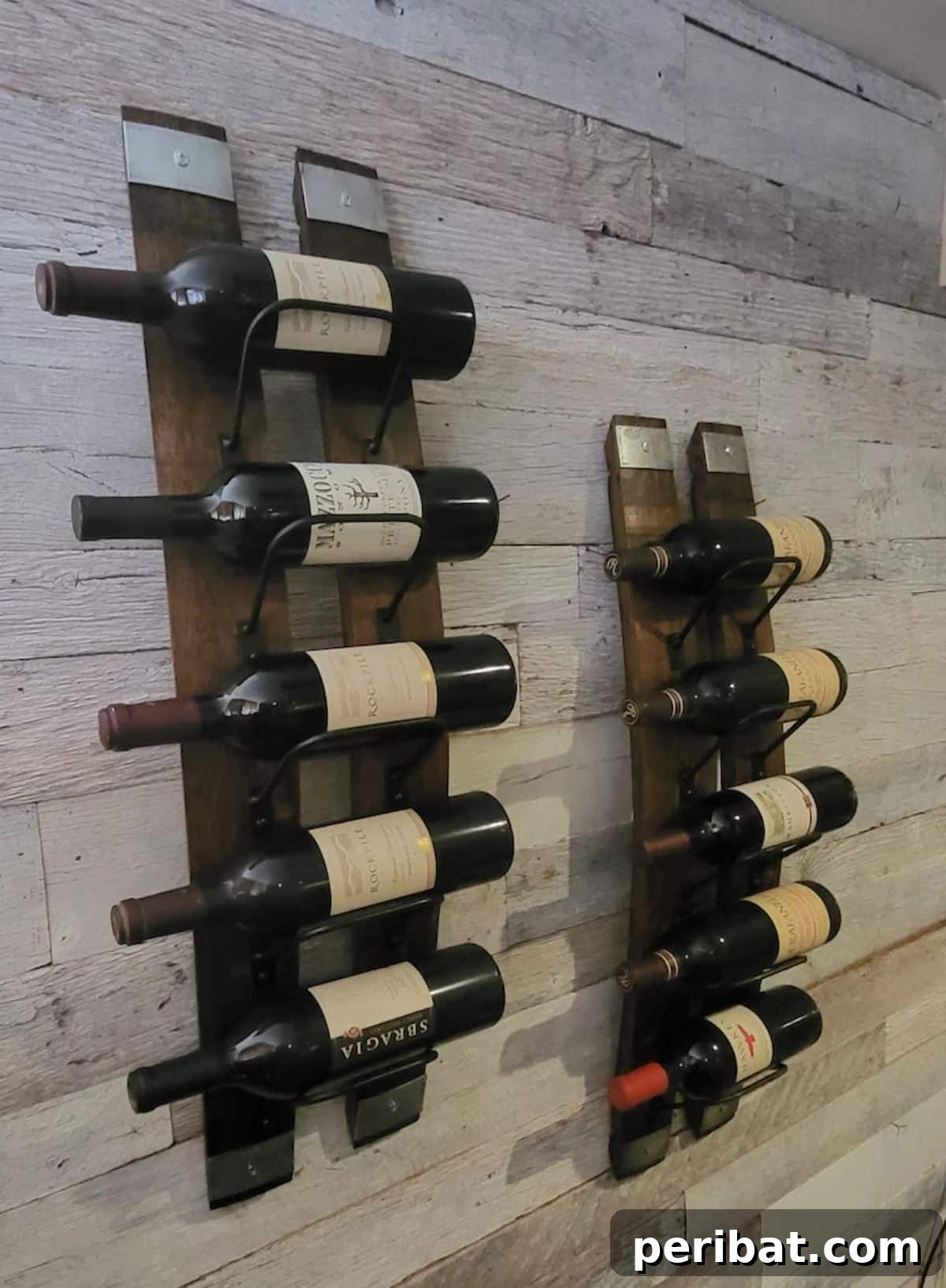 45 Clever DIY Wine Rack Solutions 35 5 Bottle Rustic Wine Rack With Steel Banding
