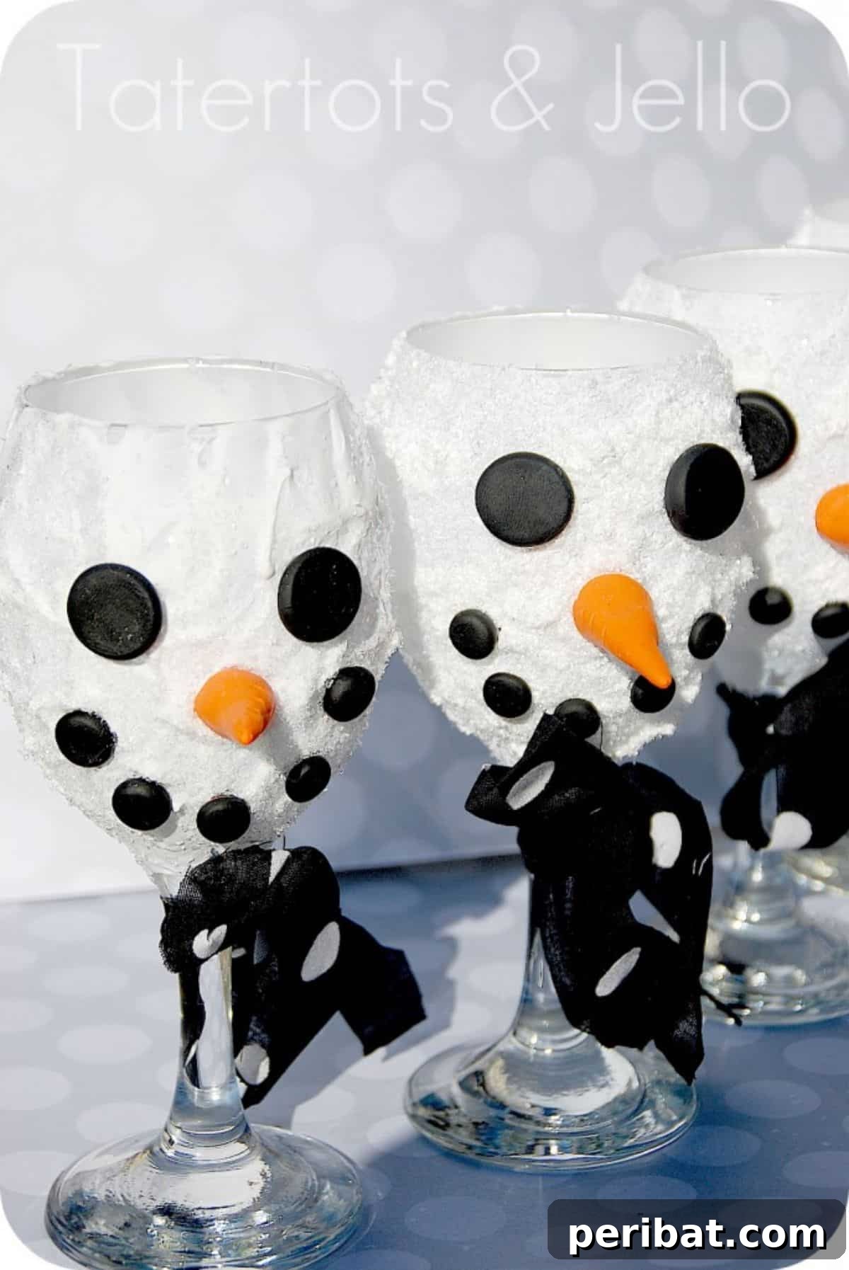 DIY Snowman Votives Out of Wine Glasses
