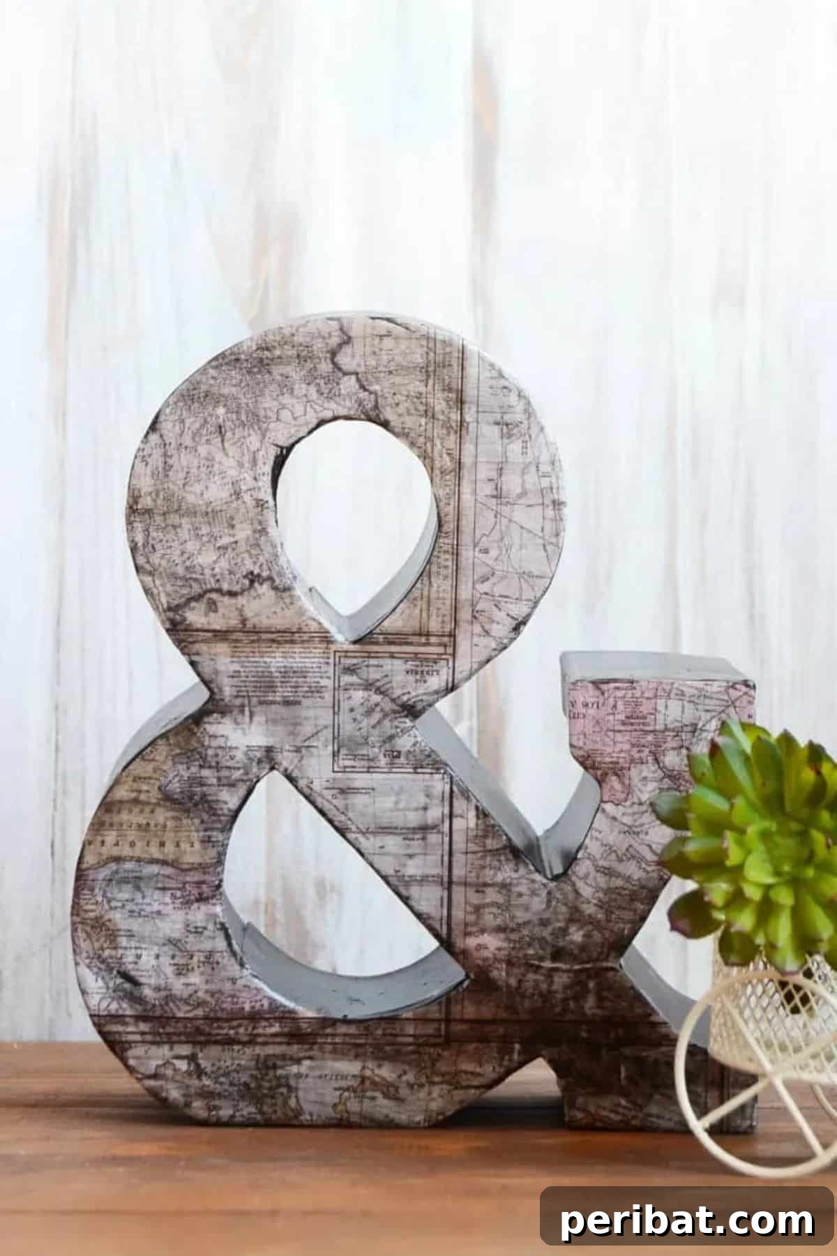 Vintage Map Decoupage Letter with Scrapbook Paper