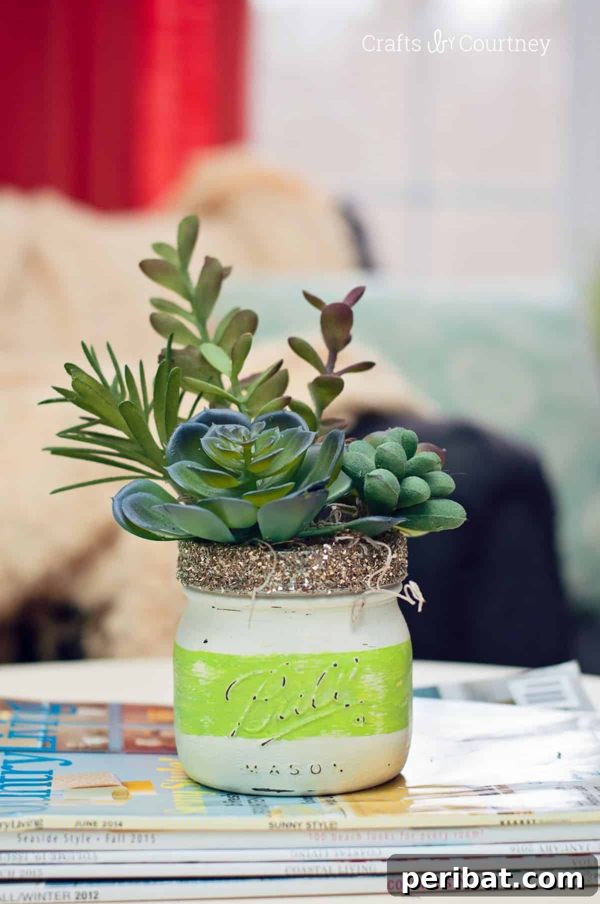 Chalk Paint Mason Jars with Succulents