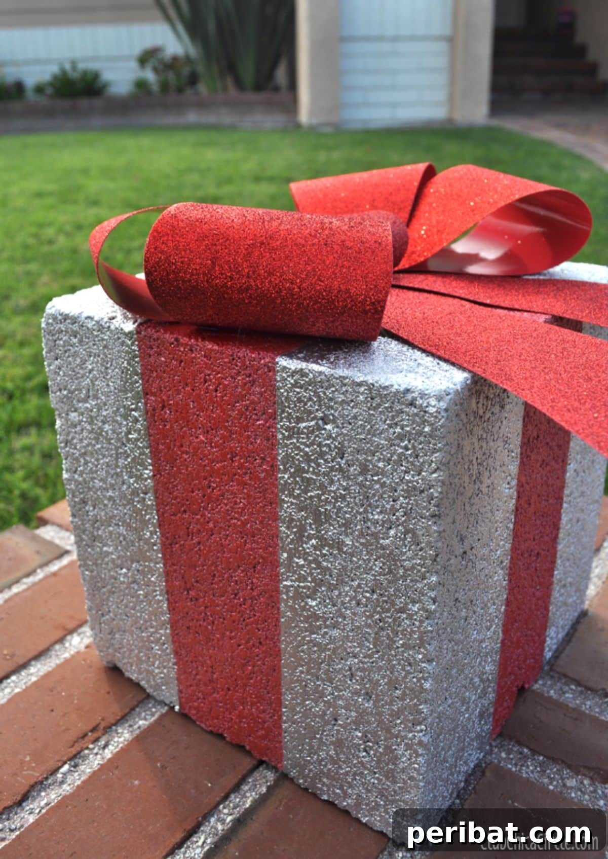 Holiday Gift Box Concrete Block Craft with FrogTape