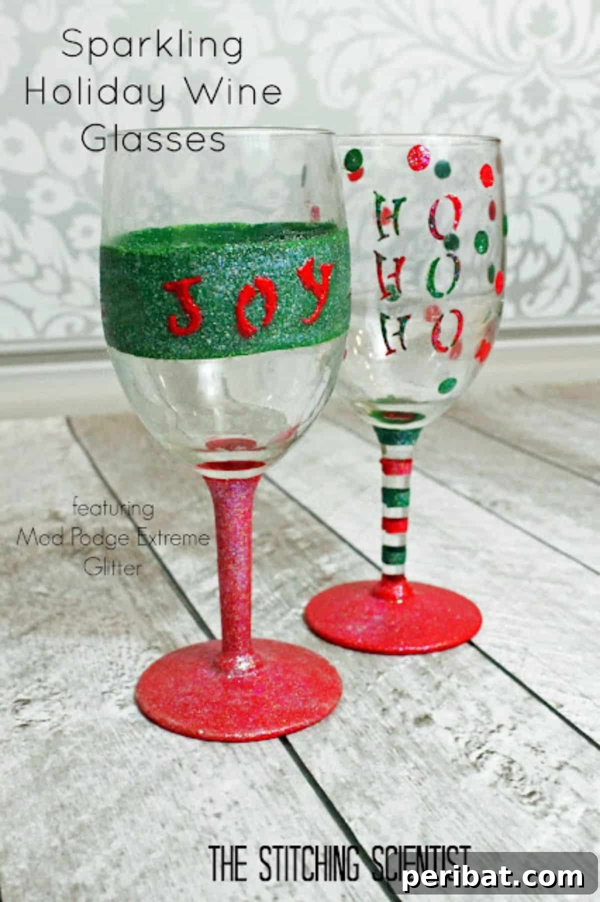 DIY Sparkling Holiday Wine Glasses