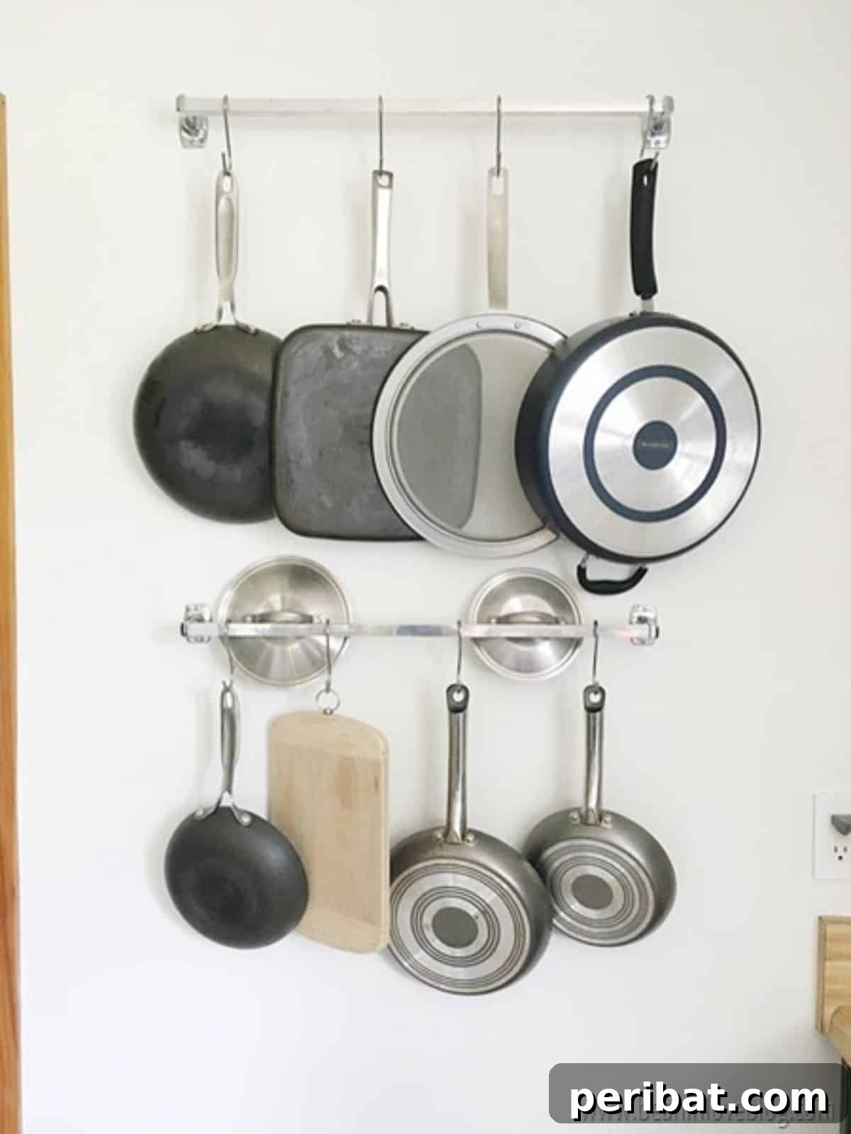 43 Brilliant DIY Pot Rack Projects 19 Clever DIY pot rack created from simple towel bars and hooks.