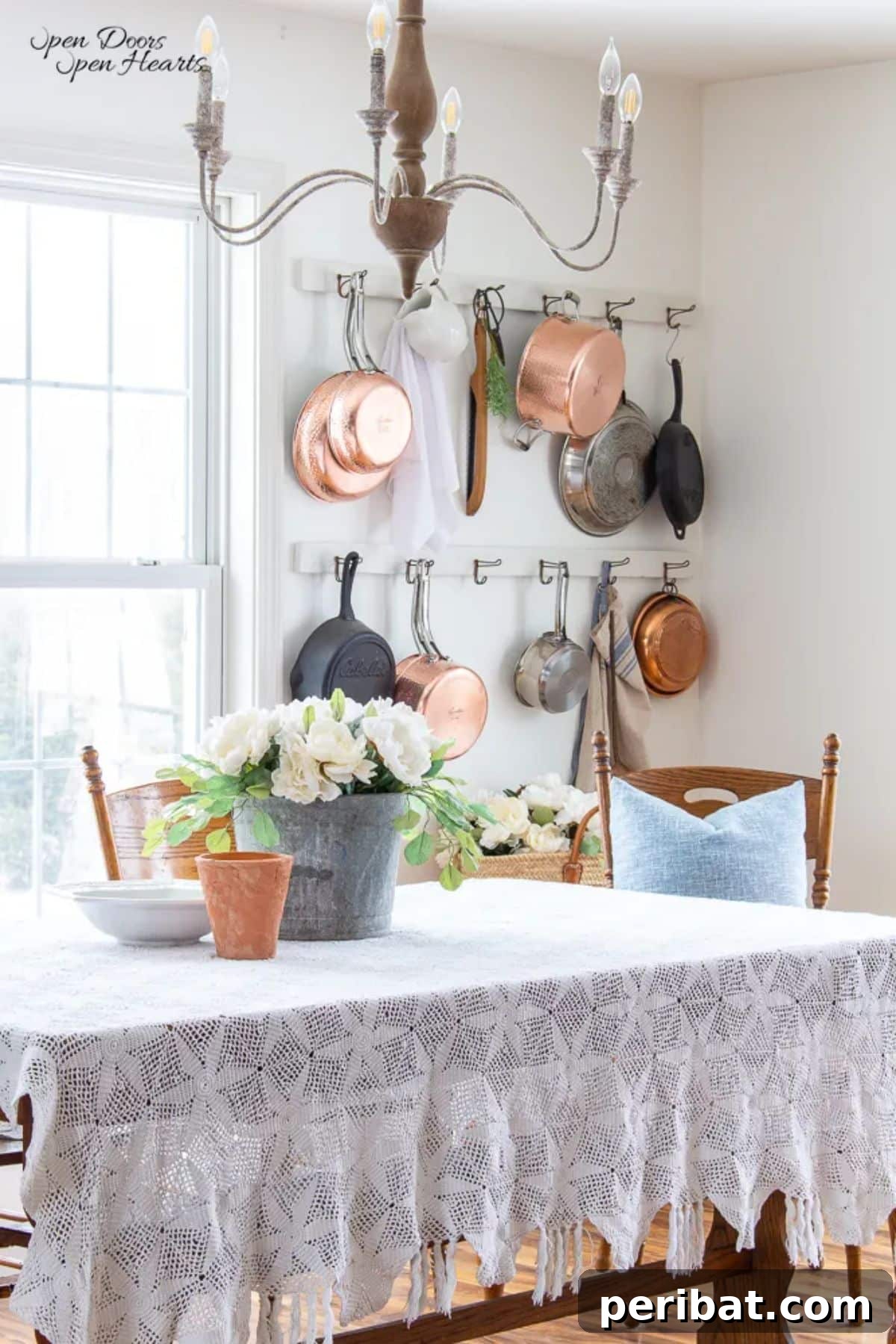 43 Brilliant DIY Pot Rack Projects 3 DIY Stunning European Cottage Pot Rack for a charming kitchen display.