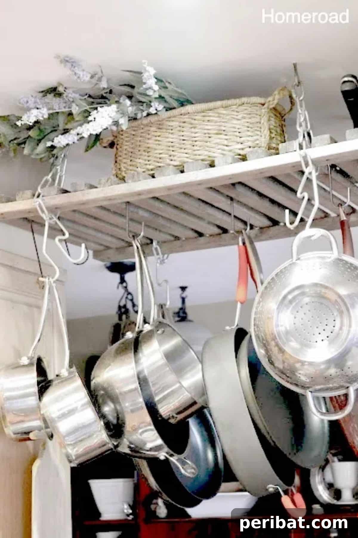 43 Brilliant DIY Pot Rack Projects 43 Stylish DIY wooden pot rack from a repurposed potting bench.