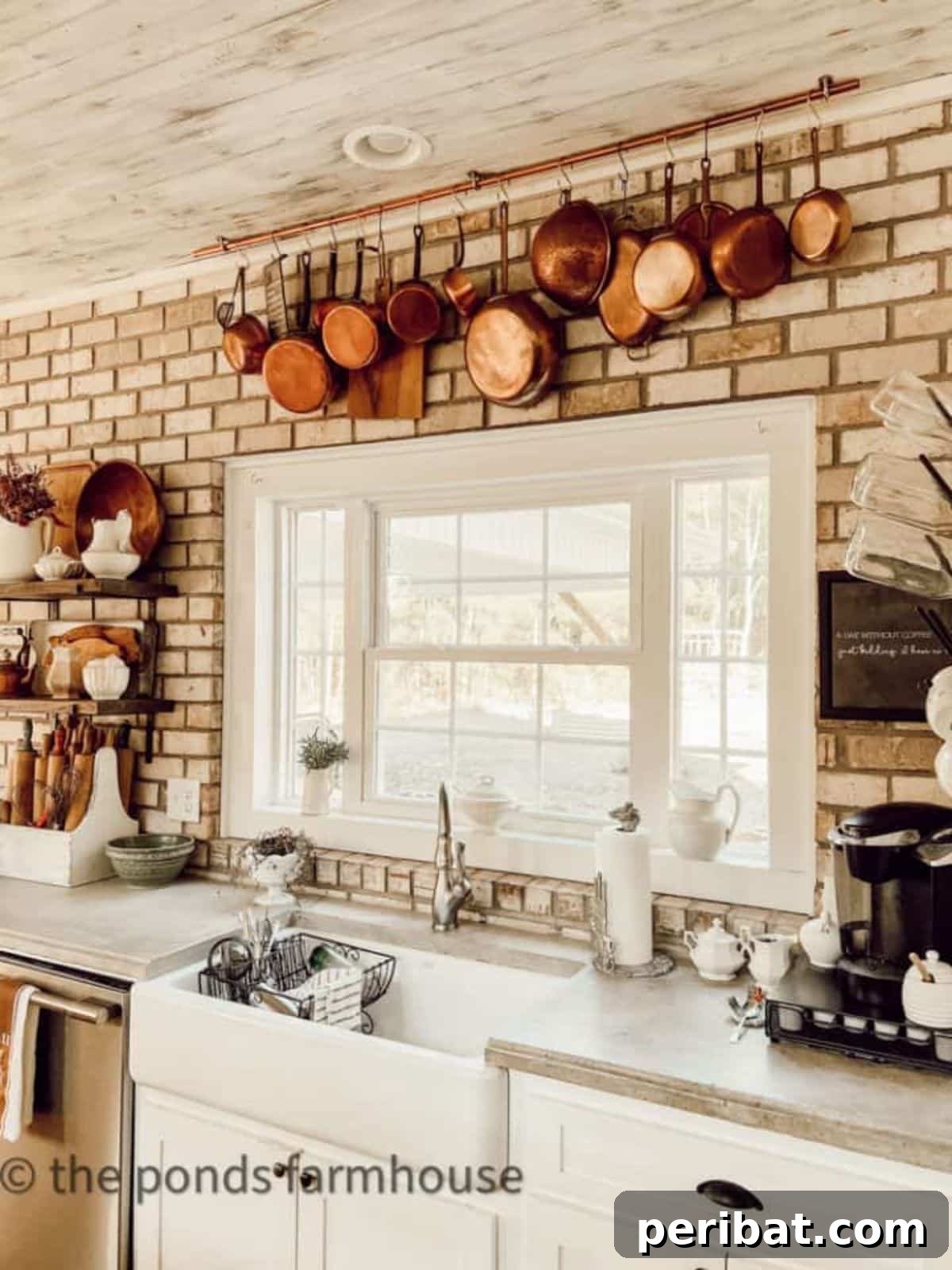 43 Brilliant DIY Pot Rack Projects 45 Farmhouse-style copper pot rack hanger for vintage cookware display.