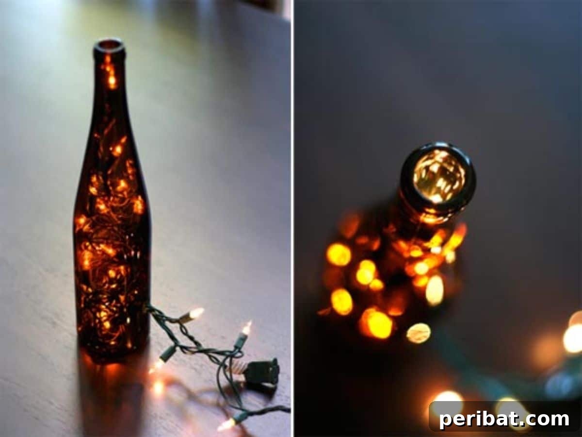 Repurpose empty wine bottles into stunning DIY indoor decorative lights.